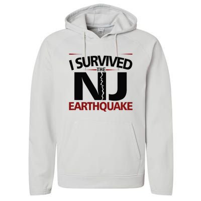 I Survived Nj Earthquake 2024 Performance Fleece Hoodie