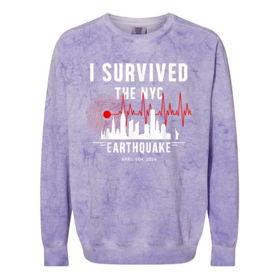 I Survived Nyc Earthquake 2024 Colorblast Crewneck Sweatshirt