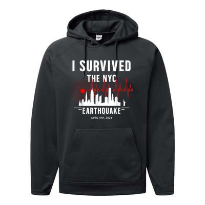 I Survived Nyc Earthquake 2024 Performance Fleece Hoodie