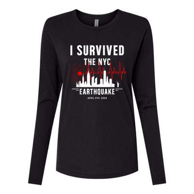 I Survived Nyc Earthquake 2024 Womens Cotton Relaxed Long Sleeve T-Shirt