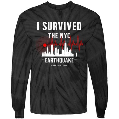 I Survived Nyc Earthquake 2024 Tie-Dye Long Sleeve Shirt