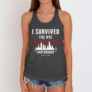 I Survived Nyc Earthquake 2024 Women's Knotted Racerback Tank