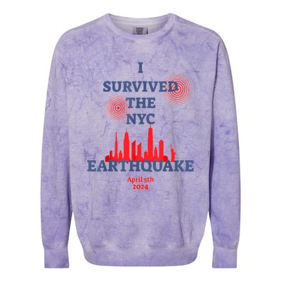 I Survived Nyc Earthquake 2024 Colorblast Crewneck Sweatshirt