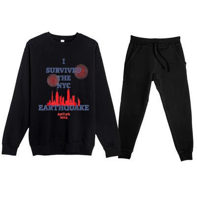 I Survived Nyc Earthquake 2024 Premium Crewneck Sweatsuit Set