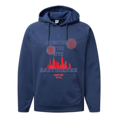 I Survived Nyc Earthquake 2024 Performance Fleece Hoodie