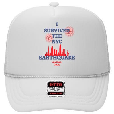 I Survived Nyc Earthquake 2024 High Crown Mesh Back Trucker Hat