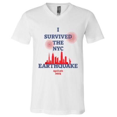 I Survived Nyc Earthquake 2024 V-Neck T-Shirt