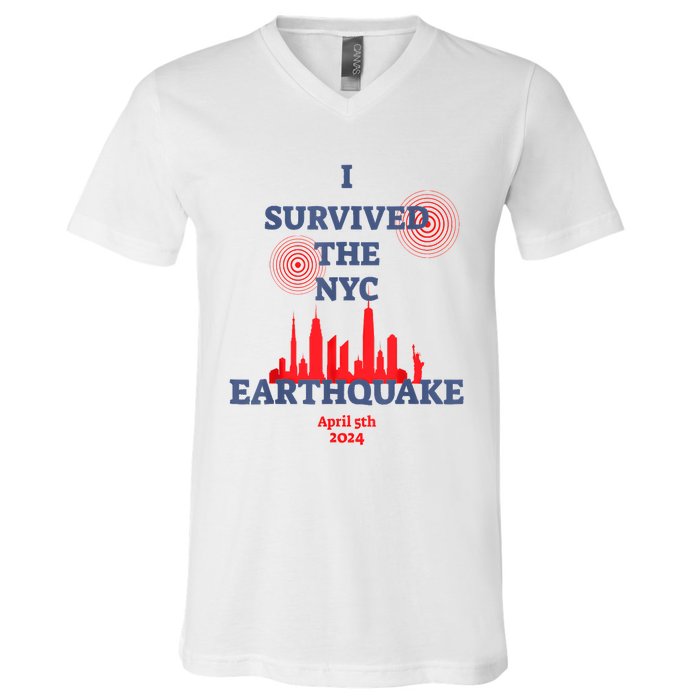 I Survived Nyc Earthquake 2024 V-Neck T-Shirt