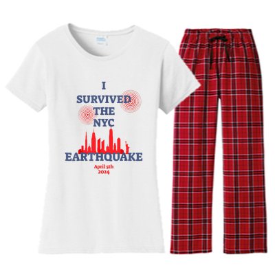 I Survived Nyc Earthquake 2024 Women's Flannel Pajama Set