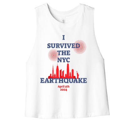 I Survived Nyc Earthquake 2024 Women's Racerback Cropped Tank