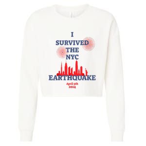 I Survived Nyc Earthquake 2024 Cropped Pullover Crew