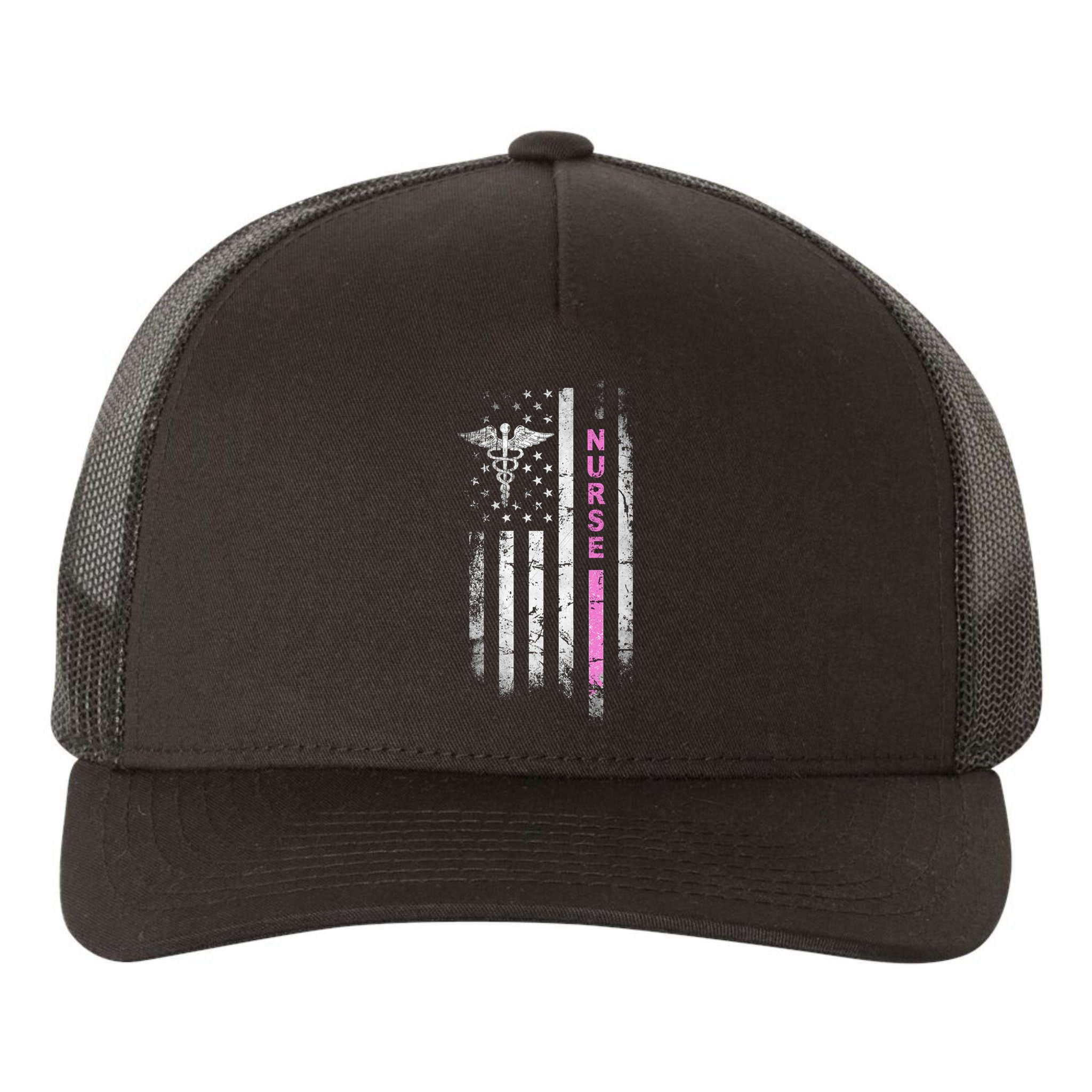 I Survived Nursing School Rn Team Flag Nurse Vintage Gift Yupoong Adult 5-Panel Trucker Hat