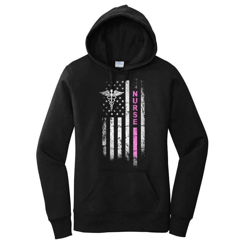I Survived Nursing School Rn Team Flag Nurse Vintage Gift Women's Pullover Hoodie