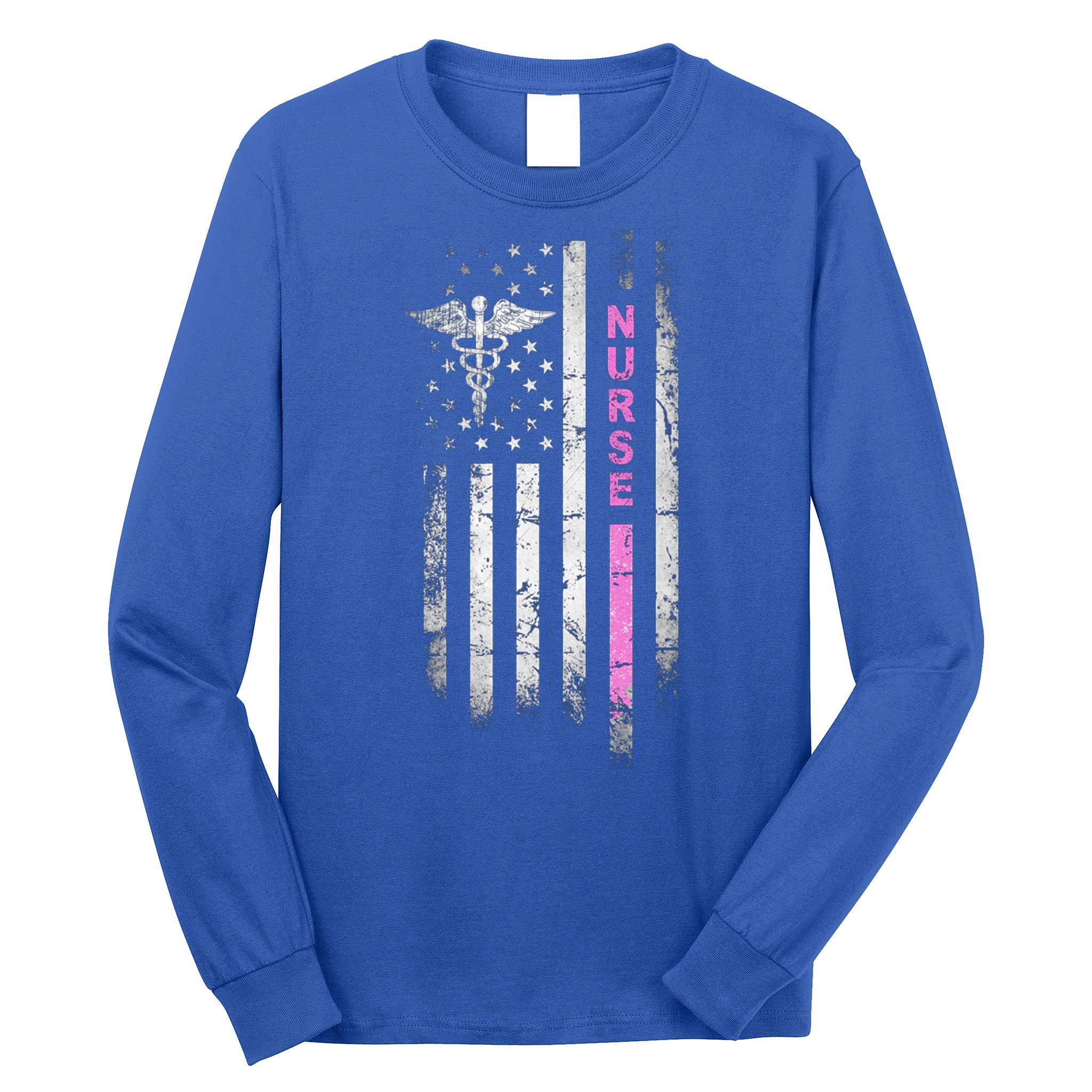 I Survived Nursing School Rn Team Flag Nurse Vintage Gift Long Sleeve Shirt