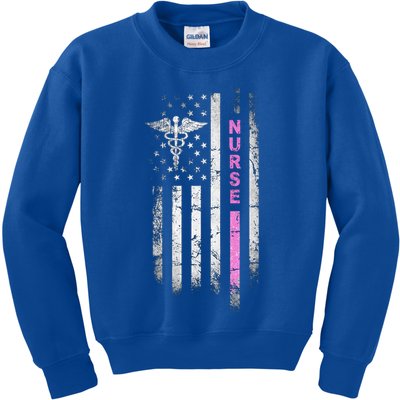 I Survived Nursing School Rn Team Flag Nurse Vintage Gift Kids Sweatshirt
