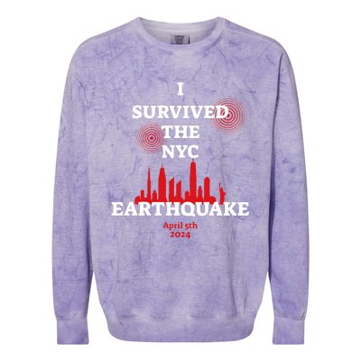 I Survived Nyc Earthquake 2024 Colorblast Crewneck Sweatshirt