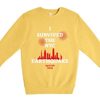 I Survived Nyc Earthquake 2024 Premium Crewneck Sweatshirt