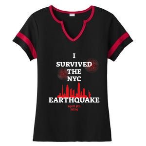 I Survived Nyc Earthquake 2024 Ladies Halftime Notch Neck Tee