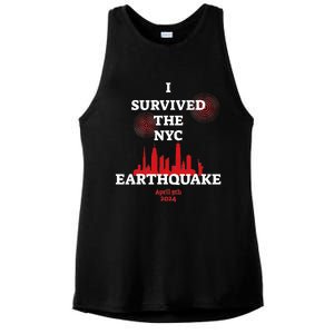 I Survived Nyc Earthquake 2024 Ladies PosiCharge Tri-Blend Wicking Tank