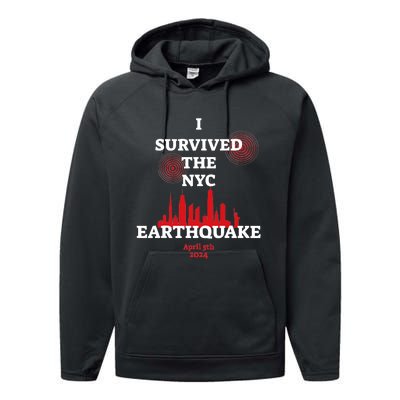 I Survived Nyc Earthquake 2024 Performance Fleece Hoodie