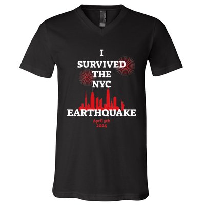 I Survived Nyc Earthquake 2024 V-Neck T-Shirt