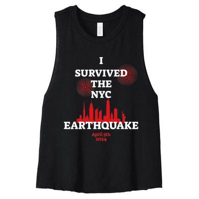 I Survived Nyc Earthquake 2024 Women's Racerback Cropped Tank