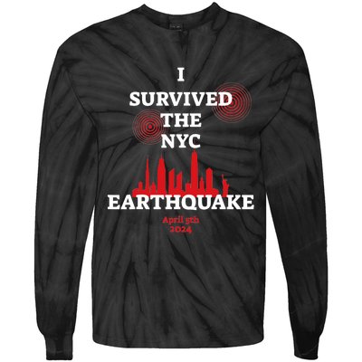 I Survived Nyc Earthquake 2024 Tie-Dye Long Sleeve Shirt