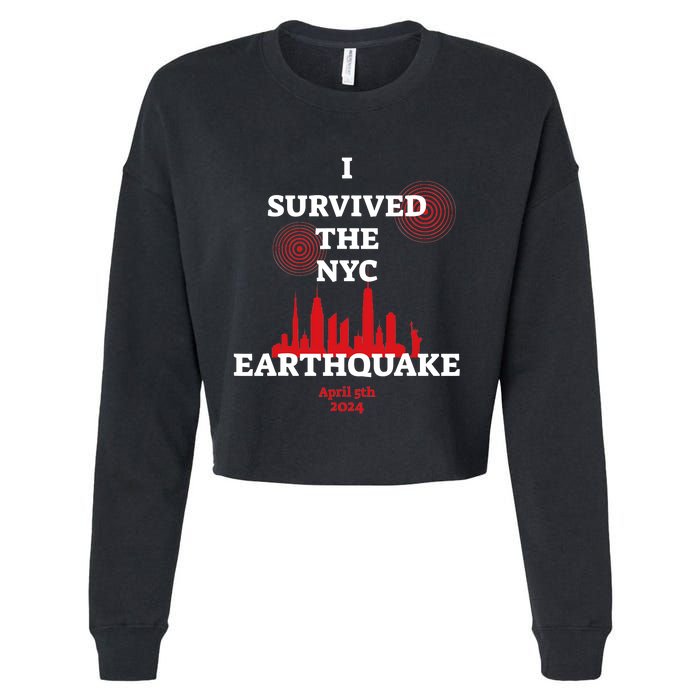 I Survived Nyc Earthquake 2024 Cropped Pullover Crew