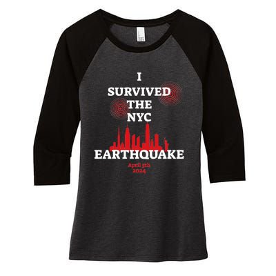 I Survived Nyc Earthquake 2024 Women's Tri-Blend 3/4-Sleeve Raglan Shirt