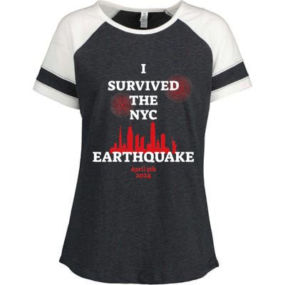 I Survived Nyc Earthquake 2024 Enza Ladies Jersey Colorblock Tee