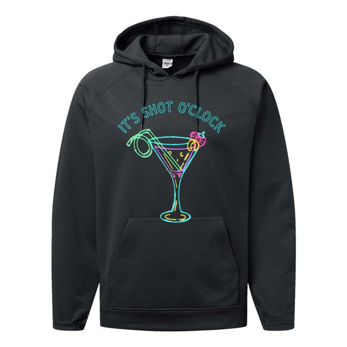 ItS Shots OClock Tequila & Whiskey Lover Drinking Wine Performance Fleece Hoodie