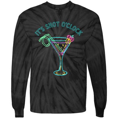 ItS Shots OClock Tequila & Whiskey Lover Drinking Wine Tie-Dye Long Sleeve Shirt