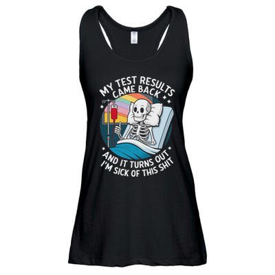 IM Sick Of My Test Result Funny Skeleton Saying Meme Ladies Essential Flowy Tank