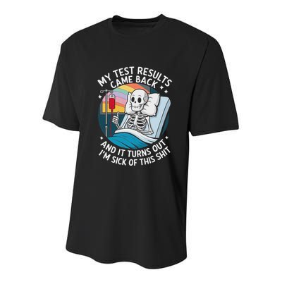 IM Sick Of My Test Result Funny Skeleton Saying Meme Youth Performance Sprint T-Shirt