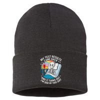 IM Sick Of My Test Result Funny Skeleton Saying Meme Sustainable Knit Beanie