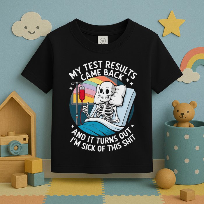 IM Sick Of My Test Result Funny Skeleton Saying Meme Toddler T-Shirt
