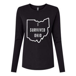 I Survived Ohio Meme Retro Shirt Funny I Survived Ohio Womens Cotton Relaxed Long Sleeve T-Shirt