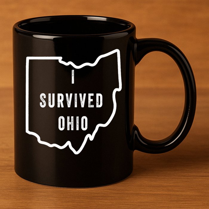 I Survived Ohio Meme Retro Shirt Funny I Survived Ohio 11oz C Handle Ceramic Mug