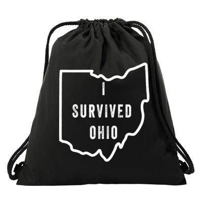 I Survived Ohio Meme Retro Shirt Funny I Survived Ohio Drawstring Bag