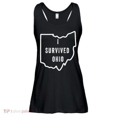 I Survived Ohio Meme Retro Shirt Funny I Survived Ohio Ladies Essential Flowy Tank