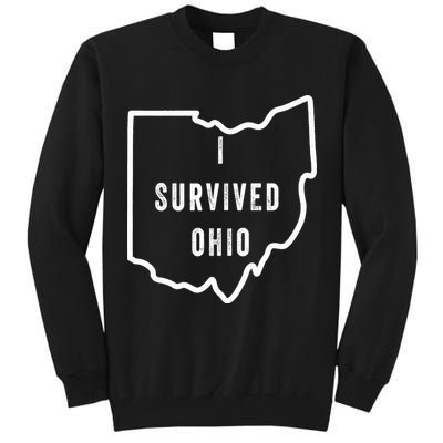 I Survived Ohio Meme Retro Shirt Funny I Survived Ohio Tall Sweatshirt