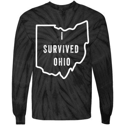 I Survived Ohio Meme Retro Shirt Funny I Survived Ohio Tie-Dye Long Sleeve Shirt
