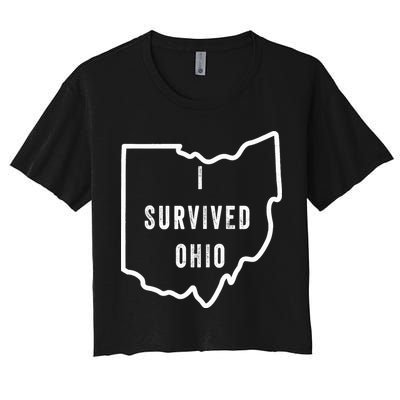 I Survived Ohio Meme Retro Shirt Funny I Survived Ohio Crop Top
