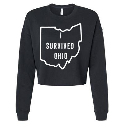 I Survived Ohio Meme Retro Shirt Funny I Survived Ohio Cropped Pullover Crew