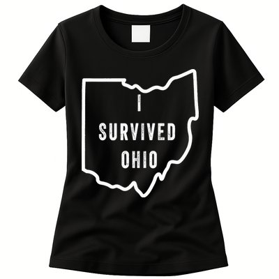 I Survived Ohio Meme Retro Shirt Funny I Survived Ohio Womens T-Shirt