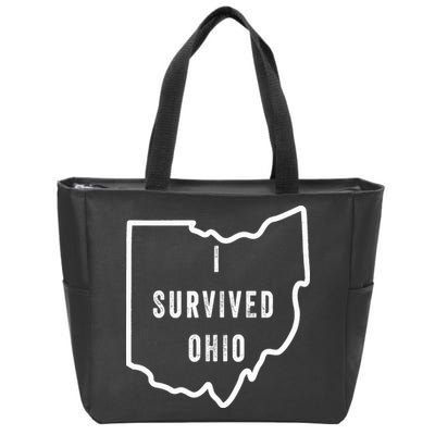 I Survived Ohio Meme Retro Shirt Funny I Survived Ohio Zip Tote Bag