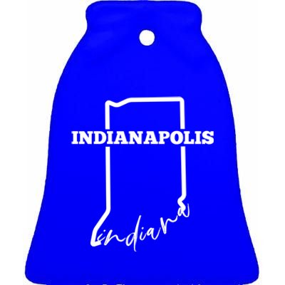 Indianapolis State Of Indiana / Minimalistic Indianapolis Gift Ceramic Bell Ornament