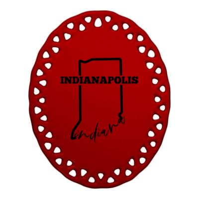 Indianapolis State Of Indiana / Minimalistic Indianapolis Gift Ceramic Oval Ornament