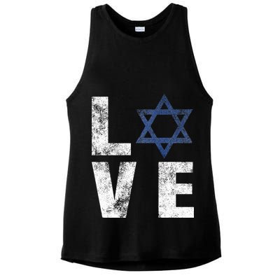 Israel Star of David Retro Jewish Gifts Ladies PosiCharge Tri-Blend Wicking Tank