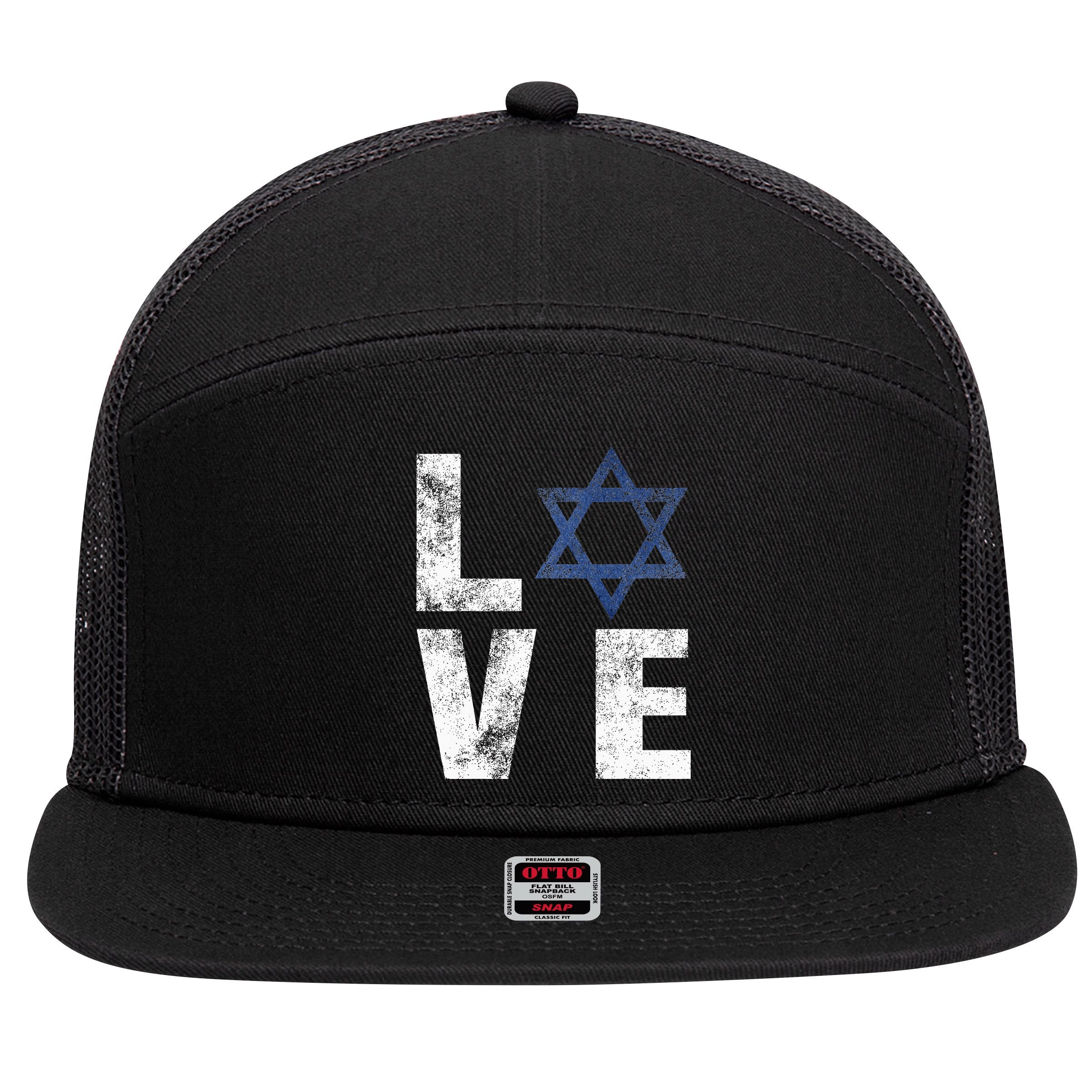 Israel Star of David Retro Jewish Gifts 7 Panel Mesh Trucker Snapback Hat